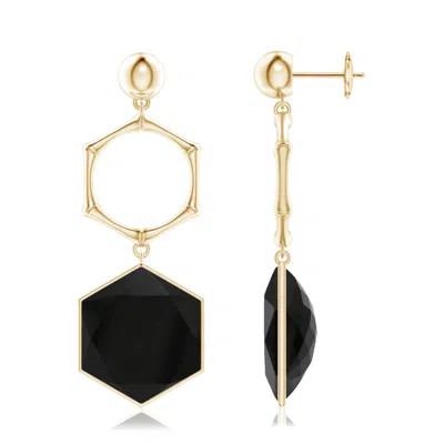 ANGARA BLACK ONYX HEXAGON STONE EARRINGS