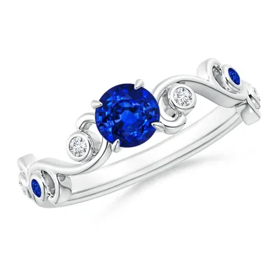 ANGARA BLUE SAPPHIRE AND DIAMOND IVY SCROLL ENGAGEMENT RING
