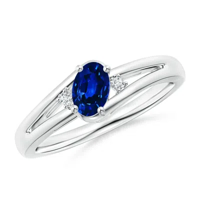 ANGARA BLUE SAPPHIRE AND DIAMOND SPLIT SHANK ENGAGEMENT RING