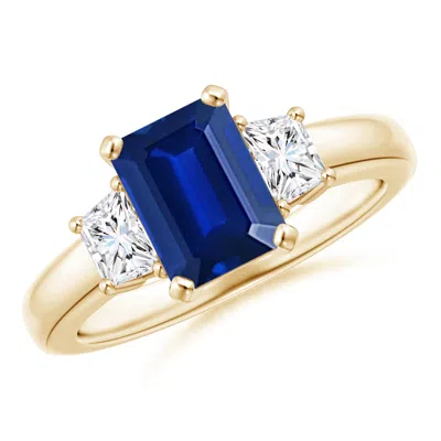 ANGARA BLUE SAPPHIRE AND DIAMOND THREE STONE RING
