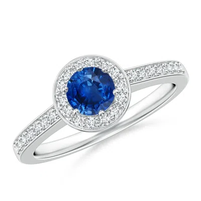 ANGARA BLUE SAPPHIRE HALO RING WITH DIAMOND ACCENTS