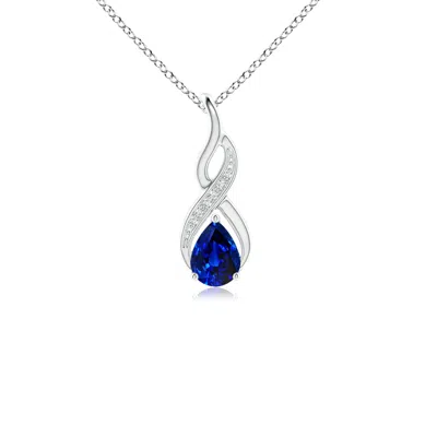 ANGARA BLUE SAPPHIRE INFINITY SWIRL PENDANT WITH DIAMONDS