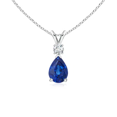 ANGARA BLUE SAPPHIRE TEARDROP PENDANT WITH DIAMOND