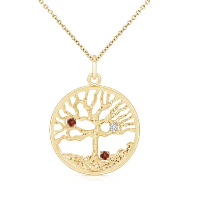 ANGARA BOND OF LOVE GARNET & DIAMOND FAMILY TREE PENDANT FOR MOM