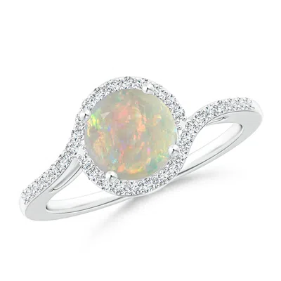 ANGARA BYPASS ROUND OPAL AND DIAMOND HALO RING