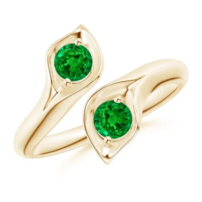 ANGARA CALLA LILY TWO STONE EMERALD RING
