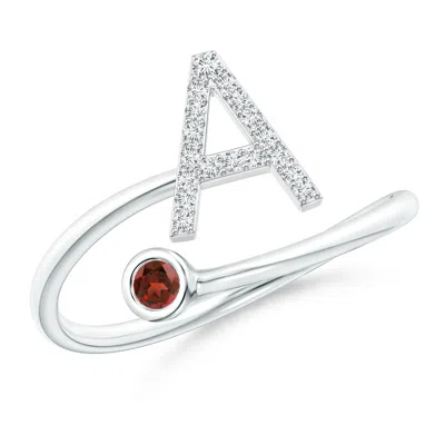 ANGARA CAPITAL "A" DIAMOND INITIAL RING WITH BEZEL-SET GARNET