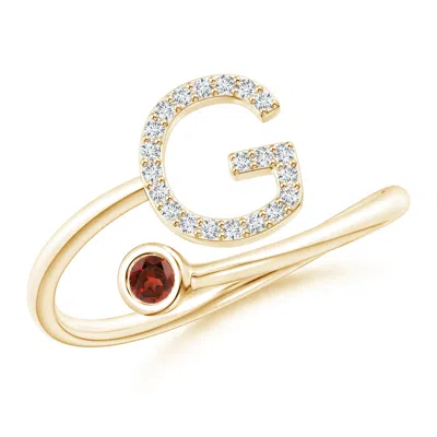 ANGARA CAPITAL "G" DIAMOND INITIAL RING WITH BEZEL-SET GARNET