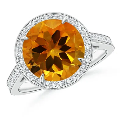 ANGARA CATHEDRAL GIA CERTIFIED CITRINE HALO RING WITH MILGRAIN