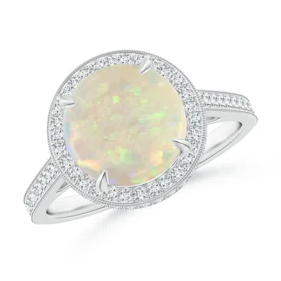ANGARA CATHEDRAL STYLE OPAL COCKTAIL HALO RING WITH MILGRAIN