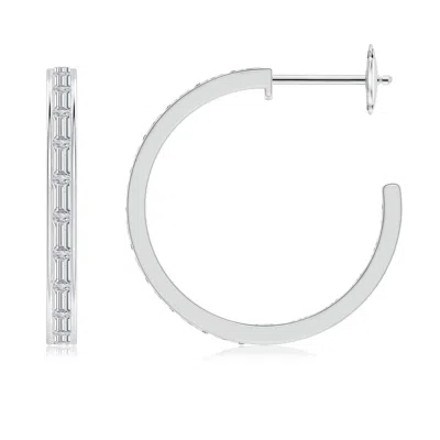 ANGARA CHANNEL-SET BAGUETTE DIAMOND INSIDE-OUT MEDIUM HOOP EARRINGS