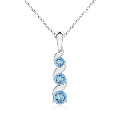 ANGARA CHANNEL-SET ROUND AQUAMARINE THREE STONE JOURNEY PENDANT