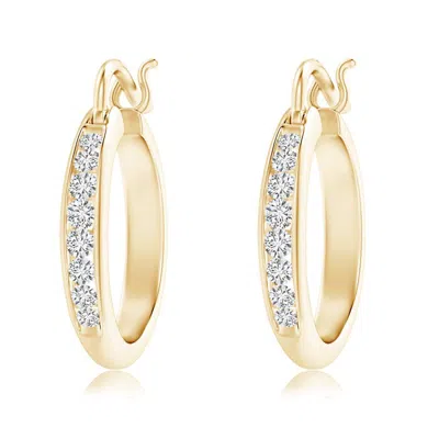 ANGARA CHANNEL-SET ROUND DIAMOND TAPERED HOOP EARRINGS