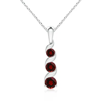 ANGARA CHANNEL-SET ROUND GARNET THREE STONE JOURNEY PENDANT