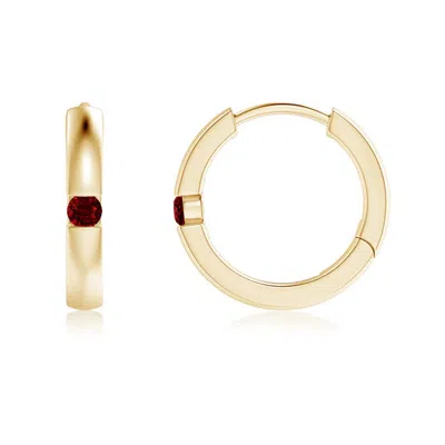 ANGARA CHANNEL-SET ROUND RUBY HINGED HOOP EARRINGS