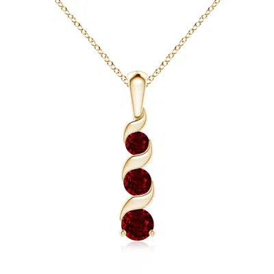 ANGARA CHANNEL-SET ROUND RUBY THREE STONE JOURNEY PENDANT
