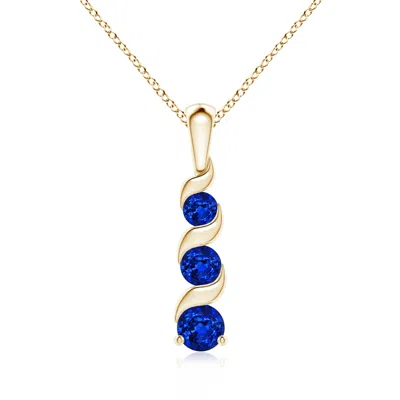 ANGARA CHANNEL-SET ROUND SAPPHIRE THREE STONE JOURNEY PENDANT