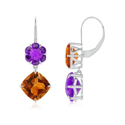 ANGARA CITRINE AND AMETHYST MISMATCH FLOWER EARRINGS
