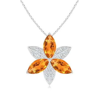 ANGARA CITRINE AND DIAMOND TRILLIUM FLOWER PENDANT