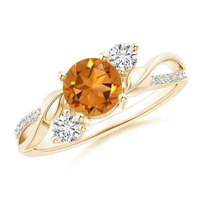 ANGARA CITRINE AND DIAMOND TWISTED VINE RING