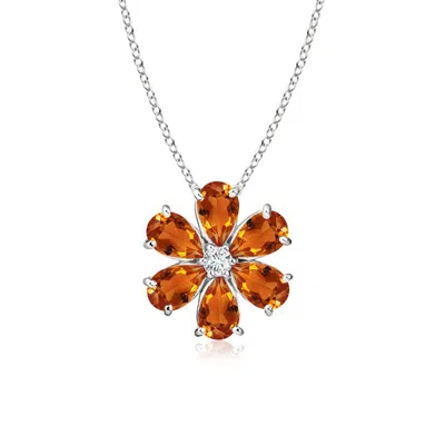 ANGARA CITRINE FLOWER CLUSTER PENDANT WITH DIAMOND