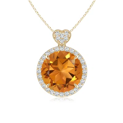 ANGARA CITRINE HALO PENDANT WITH DIAMOND HEART MOTIF
