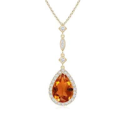 ANGARA CITRINE TEARDROP PENDANT WITH DIAMOND ACCENTS