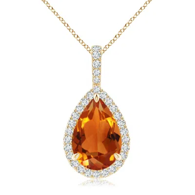 ANGARA CITRINE TEARDROP PENDANT WITH DIAMOND HALO