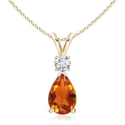 ANGARA CITRINE TEARDROP PENDANT WITH DIAMOND