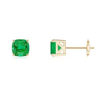 ANGARA CLASSIC BASKET-SET CUSHION EMERALD STUD EARRINGS