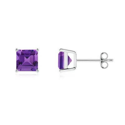 ANGARA CLASSIC BASKET-SET SQUARE AMETHYST STUD EARRINGS