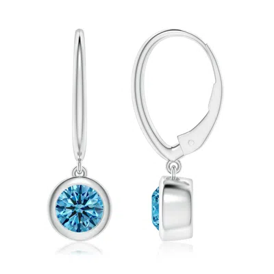 ANGARA CLASSIC BEZEL-SET ROUND LAB-GROWN FANCY INTENSE BLUE DIAMOND LEVERBACK DROP EARRINGS
