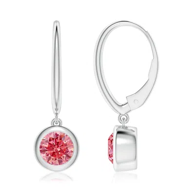 ANGARA CLASSIC BEZEL-SET ROUND LAB-GROWN FANCY INTENSE PINK DIAMOND LEVERBACK DROP EARRINGS