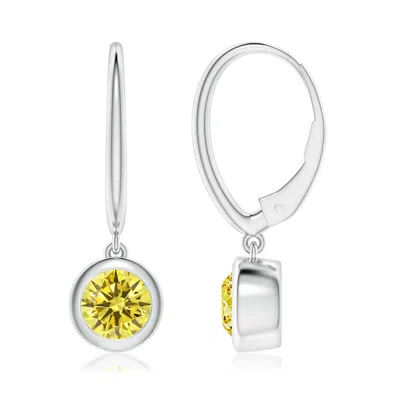 ANGARA CLASSIC BEZEL-SET ROUND LAB-GROWN FANCY INTENSE YELLOW DIAMOND LEVERBACK DROP EARRINGS