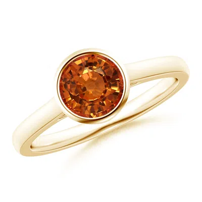 ANGARA CLASSIC BEZEL-SET ROUND ORANGE SAPPHIRE SOLITAIRE RING