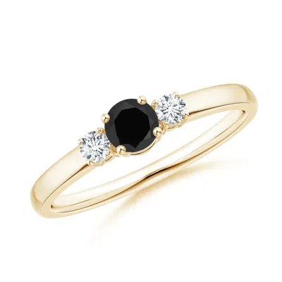 ANGARA CLASSIC BLACK ONYX AND DIAMOND THREE STONE ENGAGEMENT RING