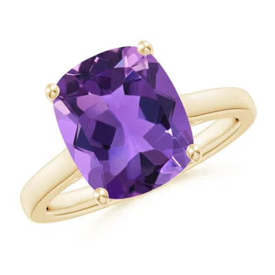 ANGARA CLASSIC CUSHION AMETHYST SOLITAIRE RING WITH HIDDEN ACCENTS