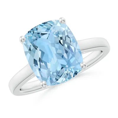 ANGARA CLASSIC CUSHION AQUAMARINE SOLITAIRE ENGAGEMENT RING WITH HIDDEN ACCENTS