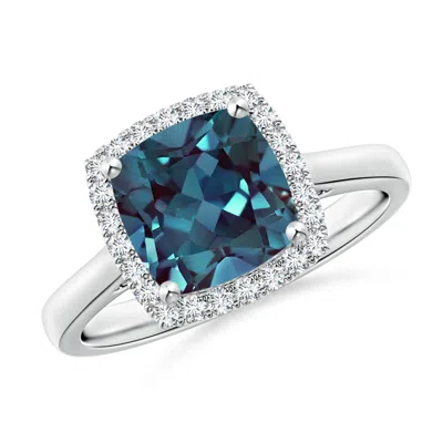 ANGARA CLASSIC CUSHION LAB-GROWN ALEXANDRITE HALO ENGAGEMENT RING
