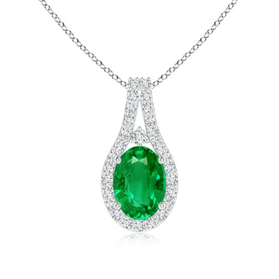 ANGARA CLASSIC EMERALD AND DIAMOND HALO PENDANT