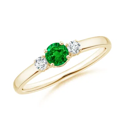ANGARA CLASSIC EMERALD AND DIAMOND THREE STONE ENGAGEMENT RING