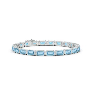 ANGARA CLASSIC EMERALD-CUT AQUAMARINE BRACELET WITH DIAMONDS