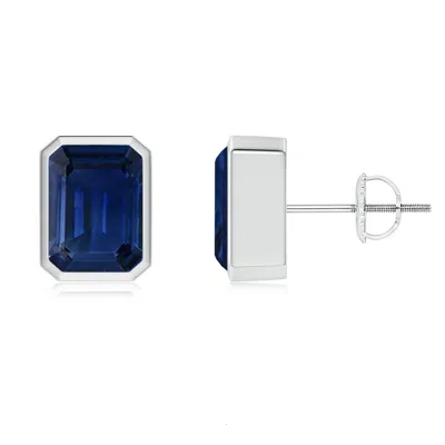 ANGARA CLASSIC EMERALD-CUT BLUE SAPPHIRE SOLITAIRE STUD EARRINGS