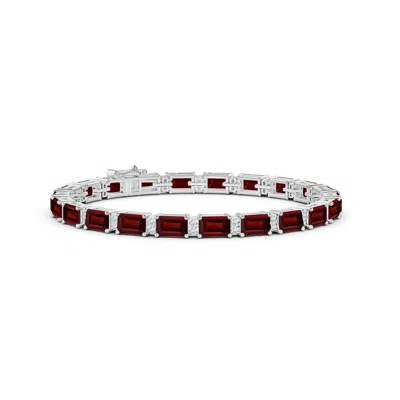 ANGARA CLASSIC EMERALD-CUT GARNET BRACELET WITH DIAMONDS