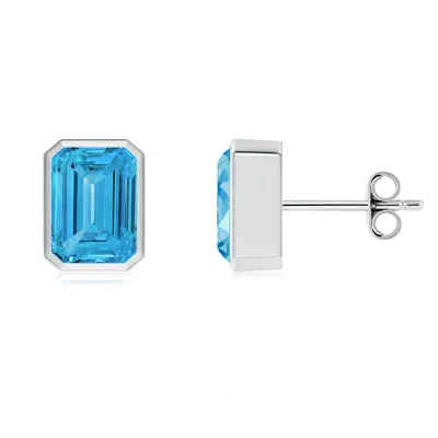 ANGARA CLASSIC EMERALD-CUT LAB-GROWN FANCY INTENSE BLUE DIAMOND SOLITAIRE STUD EARRINGS