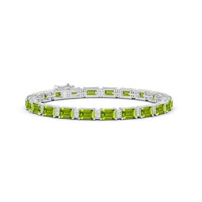 ANGARA CLASSIC EMERALD-CUT PERIDOT BRACELET WITH DIAMONDS