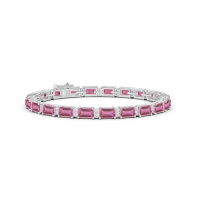 ANGARA CLASSIC EMERALD-CUT PINK TOURMALINE BRACELET WITH DIAMONDS