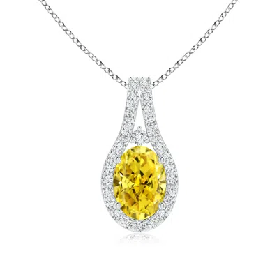 ANGARA CLASSIC FANCY INTENSE YELLOW AND WHITE DIAMOND HALO PENDANT