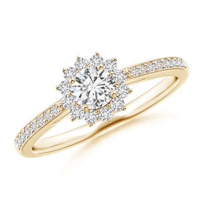 ANGARA CLASSIC FLORAL HALO ROUND DIAMOND RING WITH ACCENTS