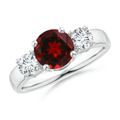ANGARA CLASSIC GARNET AND DIAMOND THREE STONE ENGAGEMENT RING